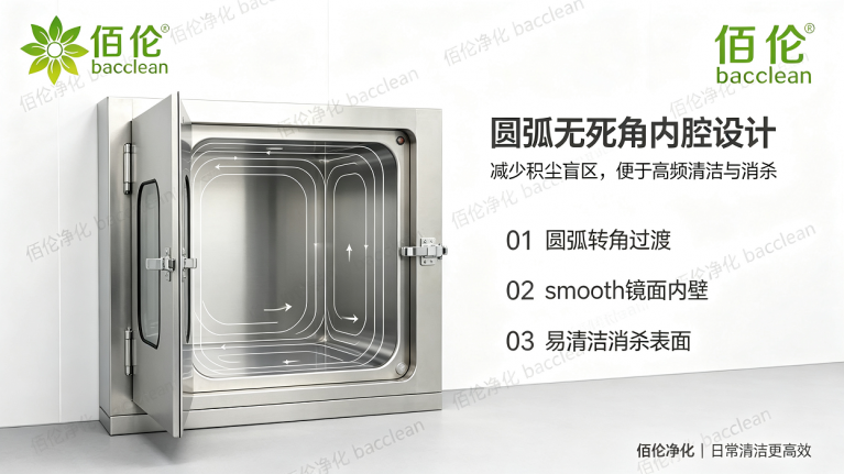 传递窗圆弧内腔与易清洁结构