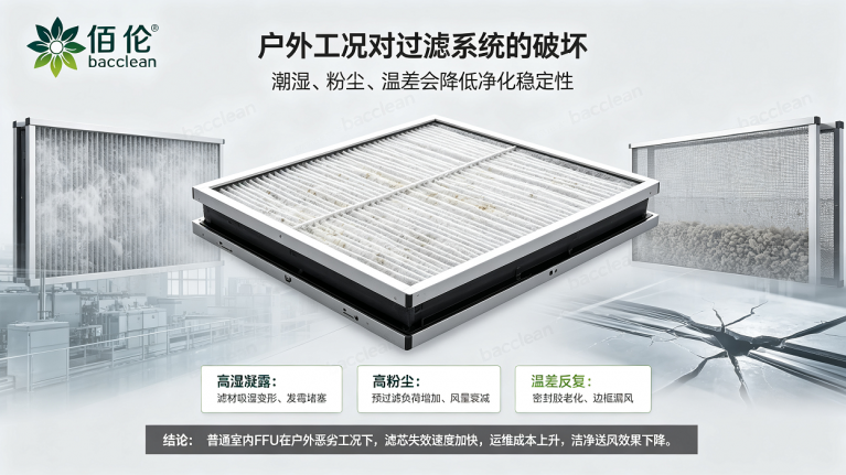 普通FFU户外强化潮湿、粉尘、温差对 HEPA 过滤系统的破坏逻辑